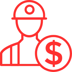 icon of worker and dollar sign